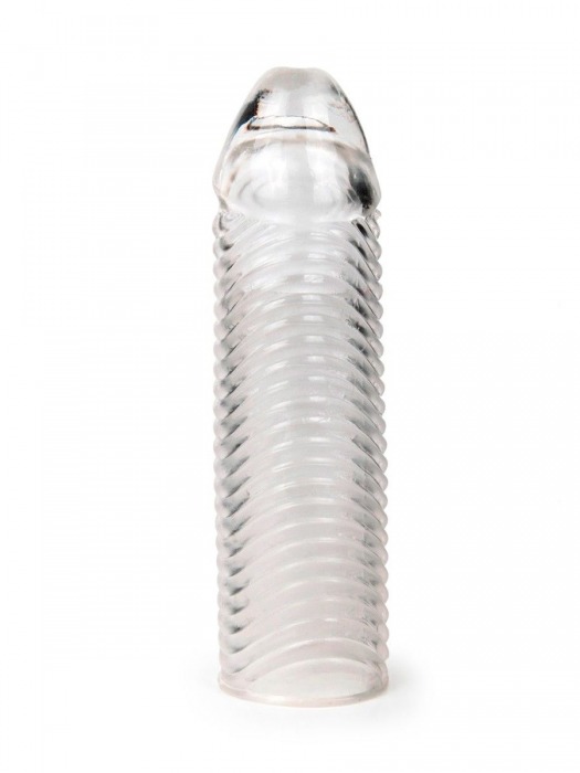 Прозрачная закрытая насадка на пенис с ребрышками - 16 см. - Sex Expert - в Рязани купить с доставкой