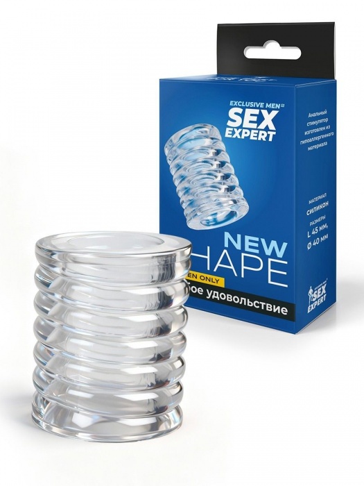Прозрачная сквозная насадка на пенис с ребрышками - Sex Expert - в Рязани купить с доставкой
