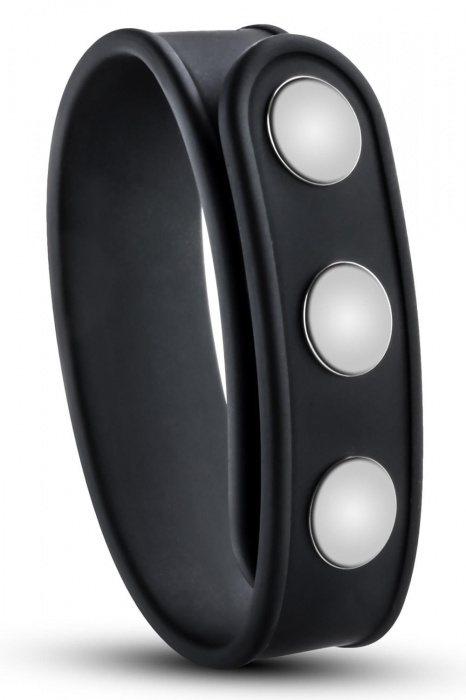 Черное эрекционное кольцо на кнопках - Blush Novelties - в Рязани купить с доставкой