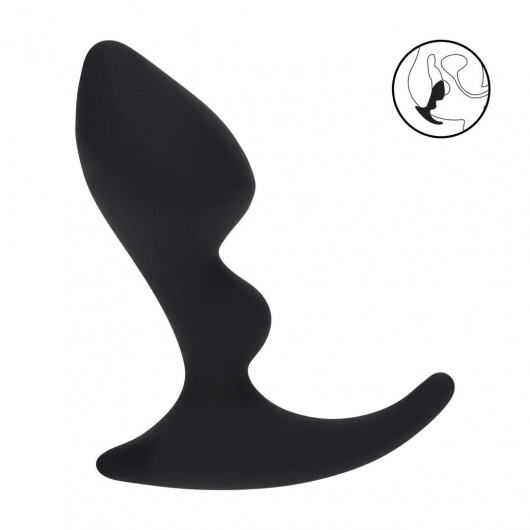 Черная анальная пробка для массажа простаты Double Ripple Silicone Prostate Massager - Shots Media BV - в Рязани купить с доставкой
