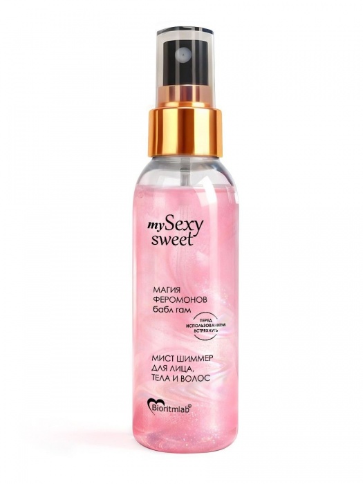 Мист для лица, тела и волос Sexy Sweet с ароматом бабл-гам, шиммером и феромонами - 95 мл. -  - Магазин феромонов в Рязани