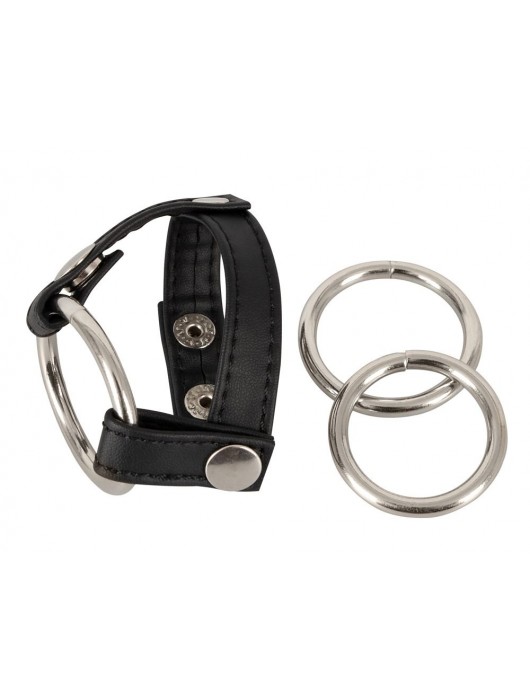Подхват для мошонки с 3 съемными эрекционными кольцами Leder-Riemen - Orion - в Рязани купить с доставкой
