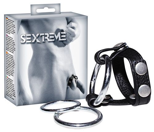 Подхват для мошонки с 3 съемными эрекционными кольцами Leder-Riemen - Orion - в Рязани купить с доставкой