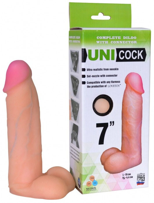 Фаллическая насадка Харнесс UNICOCK 7  - 19 см. - LOVETOY (А-Полимер) - купить с доставкой в Рязани