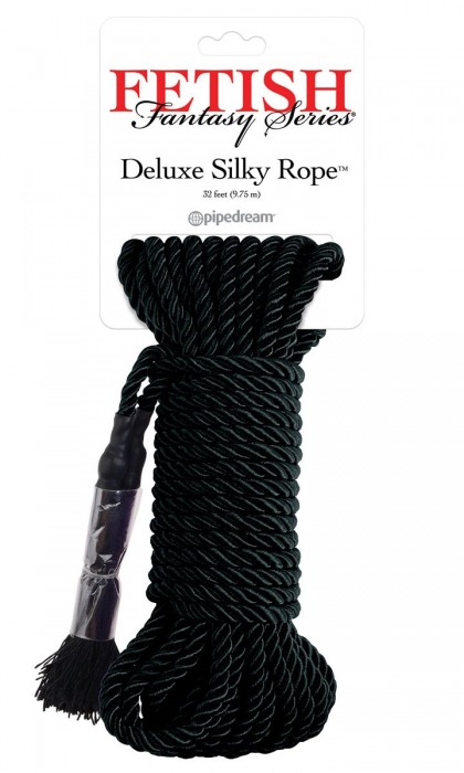 Черная веревка для фиксации Deluxe Silky Rope - 9,75 м. - Pipedream - купить с доставкой в Рязани
