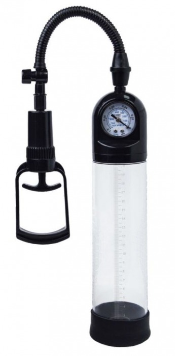 Чёрная вакуумная помпа A-toys с манометром и прозрачной колбой - A-toys - в Рязани купить с доставкой