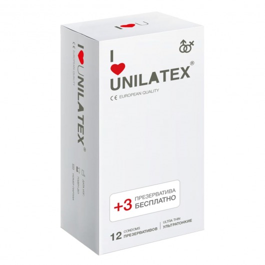 Ультратонкие презервативы Unilatex Ultra Thin - 12 шт. + 3 шт. в подарок - Unilatex - купить с доставкой в Рязани