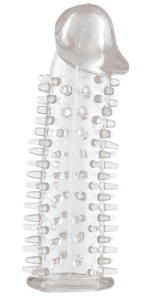 Прозрачная насадка на половой член с закрытой головкой и шипами - 12,5 см. - Toyfa Basic - в Рязани купить с доставкой
