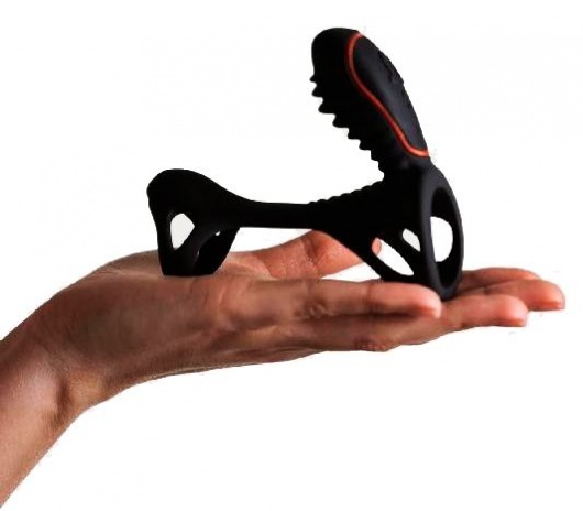 Чёрная насадка на фаллос Gladiator + LRS  с трехкнопочным пультом управления - Adrien Lastic - в Рязани купить с доставкой