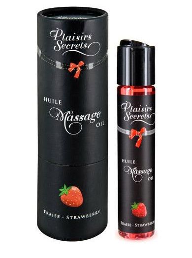Массажное масло с ароматом клубники Huile de Massage Gourmande Fraise des Bois - 59 мл. - Plaisir Secret - купить с доставкой в Рязани