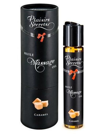 Массажное масло с ароматом карамели Huile de Massage Gourmande Caramel - 59 мл. - Plaisir Secret - купить с доставкой в Рязани