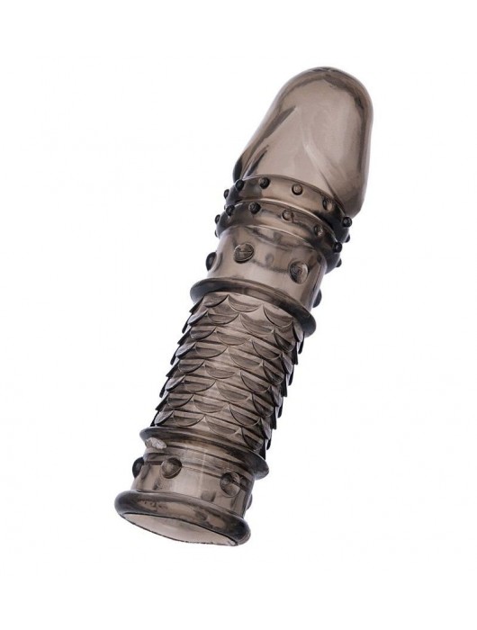 Дымчатая закрытая насадка ToyFa XLover с чешуйками и пупырышками - 13,5 см. - ToyFa - в Рязани купить с доставкой