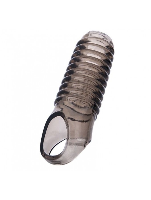 Дымчатая насадка с рёбрышками и подхватом мошонки ToyFa XLover - 12,5 см. - ToyFa - в Рязани купить с доставкой