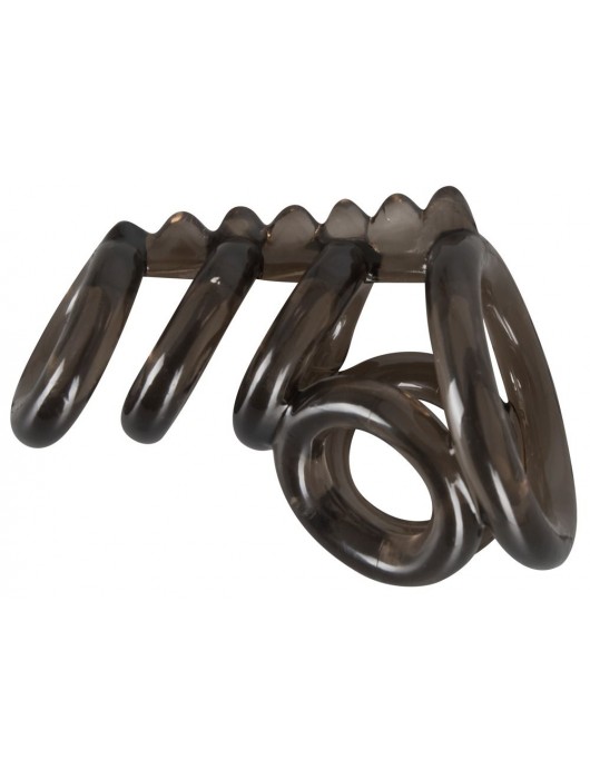 Дымчатая насадка на пенис и мошонку с гребнем Penis Hodenring - Orion - в Рязани купить с доставкой