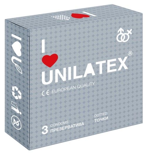 Презервативы с точками Unilatex Dotted - 3 шт. - Unilatex - купить с доставкой в Рязани