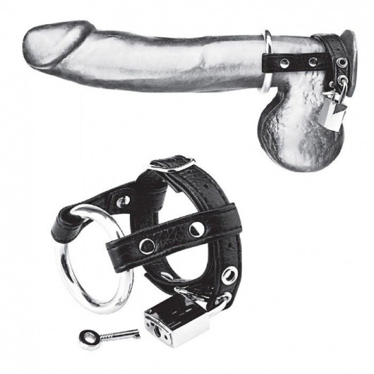 Утяжка на пенис на замочке Duo Cock And Ball Lock - BlueLine - купить с доставкой в Рязани