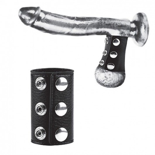 Чёрная утяжка на кнопках 100% PVC STRAP WITH METAL SNAP - BlueLine - купить с доставкой в Рязани