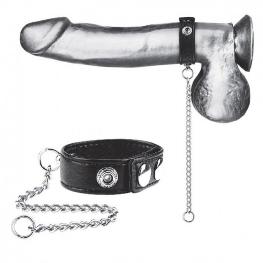 Утяжка на пенис с поводком Snap Cock Ring With 12  Leash - BlueLine - купить с доставкой в Рязани