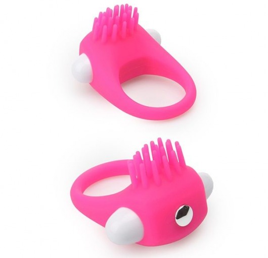 Розовое эрекционное кольцо с щеточкой LIT-UP SILICONE STIMU RING 5 - Dream Toys - в Рязани купить с доставкой