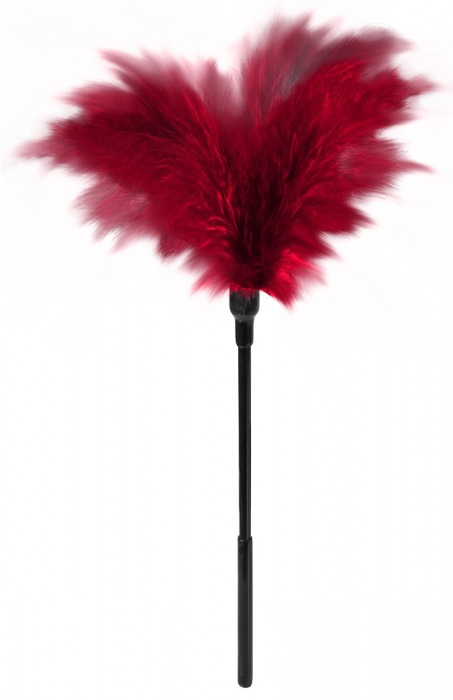 Пластиковая метелочка с красными пёрышками Small Feather Tickler - 32 см. - Blush Novelties - купить с доставкой в Рязани