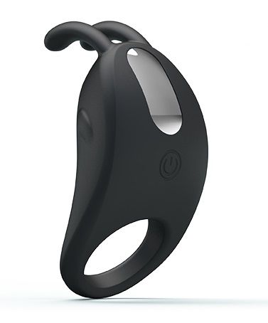 Чёрное эрекционное кольцо с вибрацией Rabbit Vibrator - Baile - в Рязани купить с доставкой