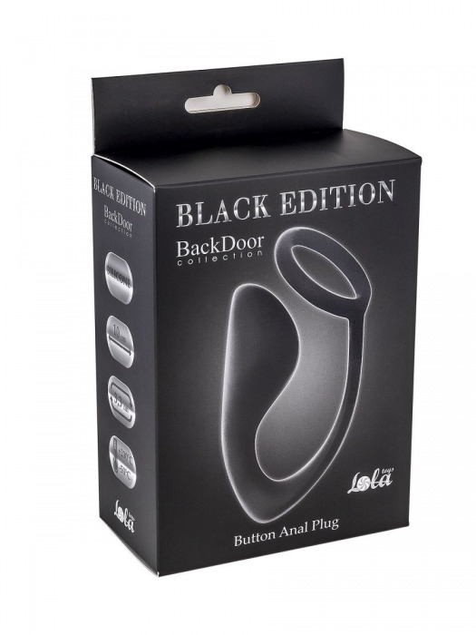 Чёрное эрекционное кольцо с анальной пробкой Button Anal Plug - Lola Games - в Рязани купить с доставкой