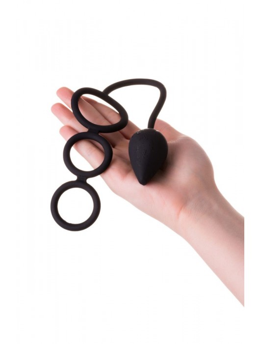 Тройное эрекционное кольцо с анальным хвостом Drop S-size - Erotist Adult Toys - в Рязани купить с доставкой