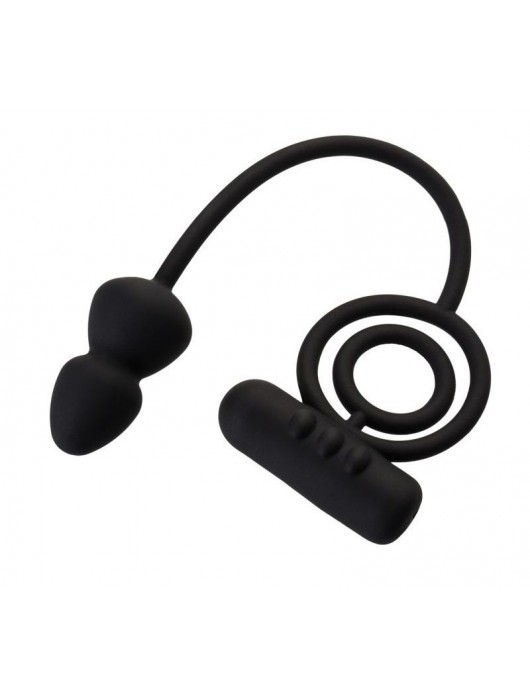 Чёрное эрекционное кольцо с вибропулькой и анальным хвостом - Erotist Adult Toys - в Рязани купить с доставкой