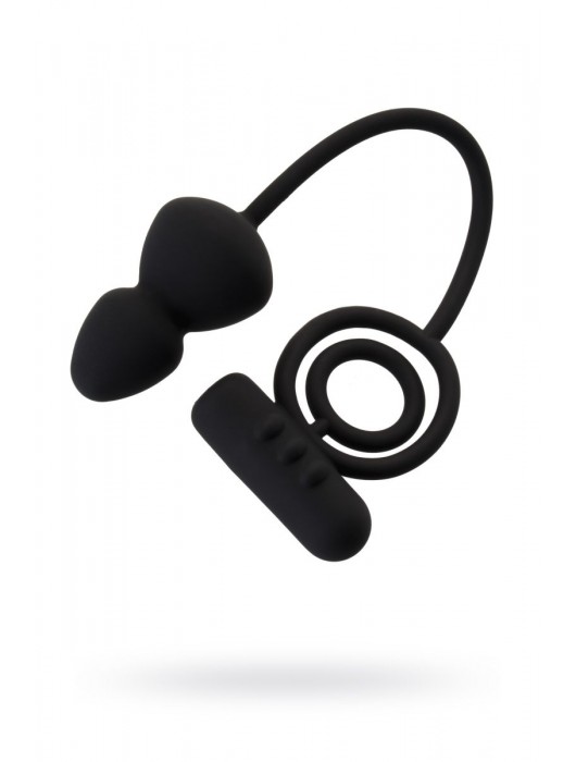 Чёрное эрекционное кольцо с вибростимулятором и анальным хвостом - Erotist Adult Toys - в Рязани купить с доставкой