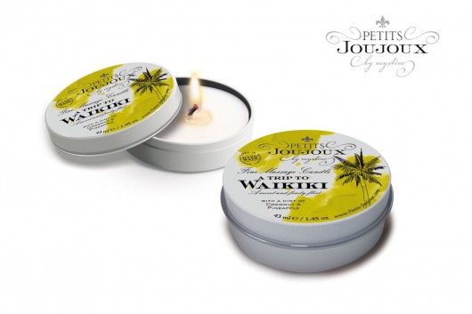 Массажная свеча Petits Joujoux Waikiki Beach с ароматом кокоса и ананаса - 33 гр. - MyStim - купить с доставкой в Рязани