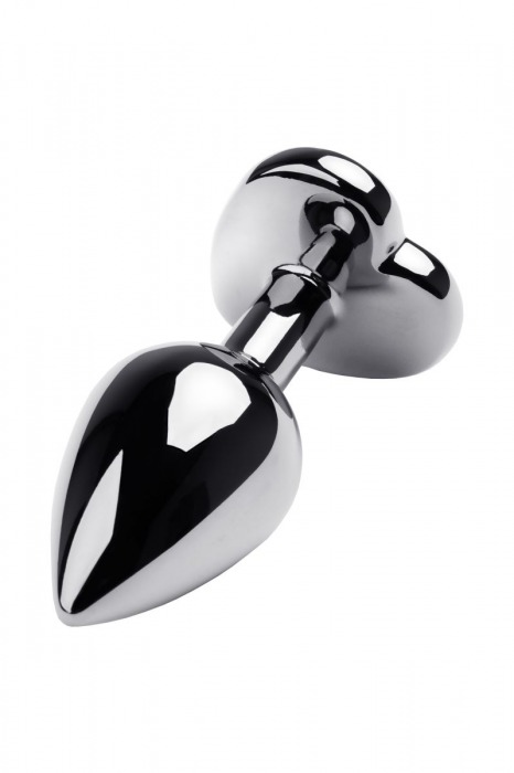 Серебристая анальная пробка с прозрачным кристаллом-сердцем - 8 см. - ToyFa - купить с доставкой в Рязани