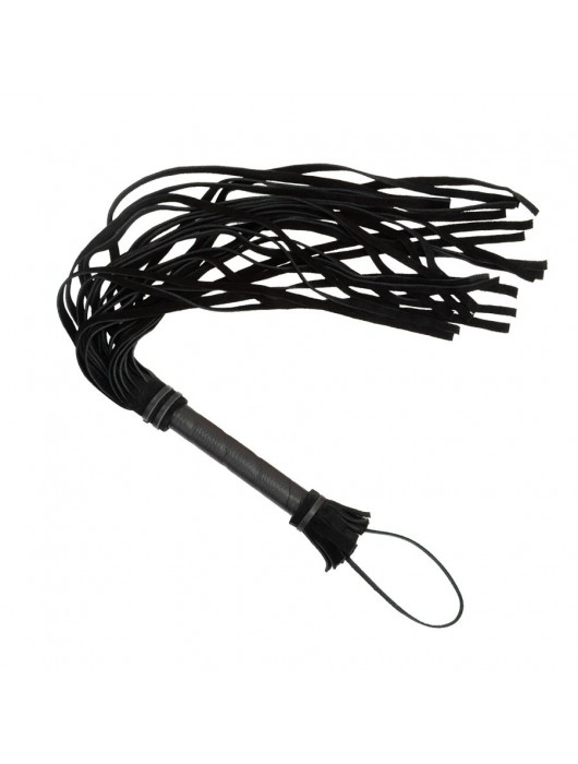 Чёрная плеть с кожаной рукоятью - 65 см. - Sitabella - купить с доставкой в Рязани