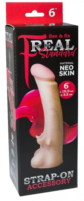 Телесная насадка REAL Standard с усиками на основании - 19 см. - LOVETOY (А-Полимер) - купить с доставкой в Рязани