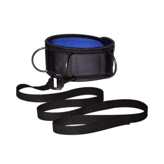 Чёрно-синий неопреновый ошейник с поводком - Sitabella - купить с доставкой в Рязани