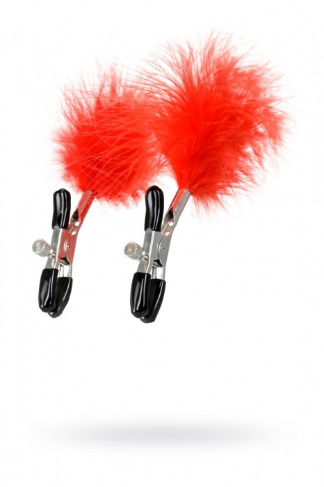 Зажимы для сосков с красным пухом Theatre - ToyFa - купить с доставкой в Рязани