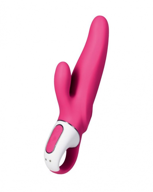Ярко-розовый вибратор Mr. Rabbit с клиторальным отростком - 22,1 см. - Satisfyer